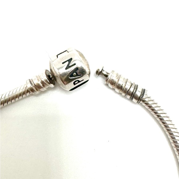 Pandora ALE Sterling Silver Moments Snake Chain Barrel Clasp Bracelet - Picture 2 of 4